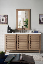 Load image into Gallery viewer, Portland 60&quot; Single Vanity Whitewashed Walnut, w/ 3 CM White Zeus Quartz Top