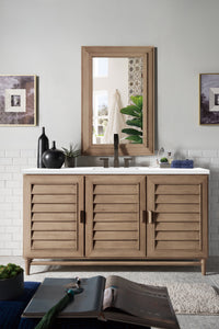 Portland 60" Single Vanity Whitewashed Walnut, w/ 3 CM White Zeus Quartz Top