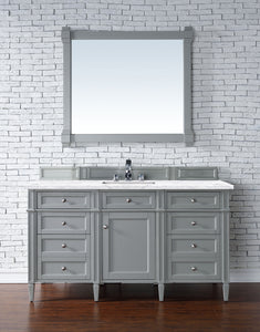 Brittany 60" Urban Gray Single Vanity w/ 3 CM Arctic Fall Solid Surface Top