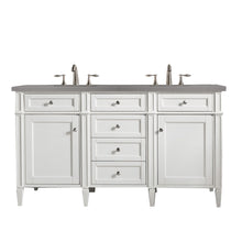 Load image into Gallery viewer, Brittany 60&quot; Bright White Double Vanity w/ 3 CM Grey Expo Quartz Top