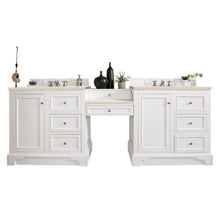 Load image into Gallery viewer, De Soto 94&quot; Double Vanity Set, Bright White w/ Makeup Table, 3 CM Eternal Marfil Quartz Top James Martin