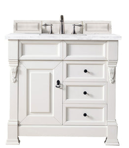 Brookfield 36" Single Vanity, Bright White w/ 3 CM Arctic Fall Solid Surface Top