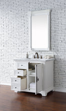 Load image into Gallery viewer, Providence 36&quot; Bright White Single Vanity w/ 3 CM Carrara Marble Top James Martin