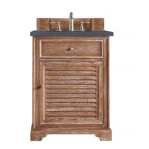 Savannah 26" Single Vanity Cabinet, Driftwood, w/ 3 CM Charcoal Soapstone Quartz Top