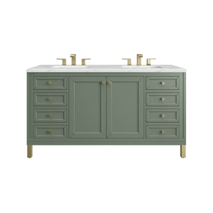 Chicago 60" Double Vanity, Smokey Celadon w/ 3CM Ethereal Noctis Top