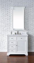Load image into Gallery viewer, Savannah 36&quot; Bright White Single Vanity w/ 3 CM Carrara Marble Top