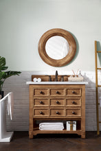 Load image into Gallery viewer, Malibu 36&quot; Single Vanity, Honey Alder w/ 3 CM Arctic Fall Solid Surface Top