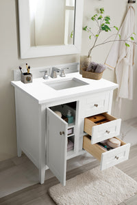 Palisades 36" Single Vanity, Bright White, w/ 3 CM White Zeus Quartz Top