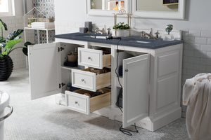 Bathroom Vanities Outlet Atlanta Renovate for LessDe Soto 60" Double Vanity, Bright White w/ 3 CM Charcoal Soapstone Quartz Top