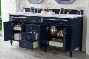 Bathroom Vanities Outlet Atlanta Renovate for LessBrittany 72" Victory Blue Double Vanity w/ 3 CM Carrara Marble Top