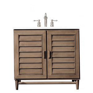 Portland 36" Single Vanity Whitewashed Walnut, w/ 3 CM White Zeus Quartz Top