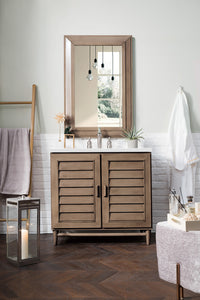 Portland 36" Single Vanity Whitewashed Walnut, w/ 3 CM White Zeus Quartz Top