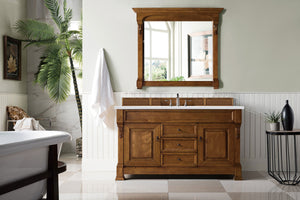 Brookfield 60" Single Vanity, Country Oak w/ 3 CM Arctic Fall Solid Surface Top