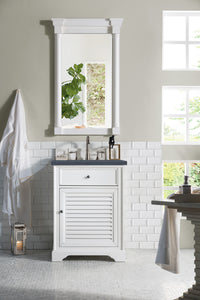 Savannah 26" Single Vanity Cabinet, Bright White, w/ 3 CM Charcoal Soapstone Quartz Top