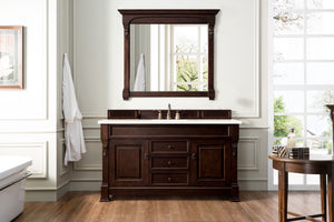 Brookfield 60" Single Vanity, Burnished Mahogany w/ 3 CM Eternal Marfil Quartz Top