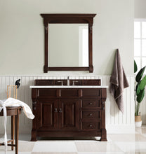 Load image into Gallery viewer, Brookfield 48&quot; Single Vanity, Burnished Mahogany w/ 3 CM Eternal Jasmine Pearl Quartz Top