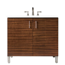 Load image into Gallery viewer, Metropolitan 36&quot; Single Vanity, American Walnut, w/ 3 CM White Zeus Quartz Top