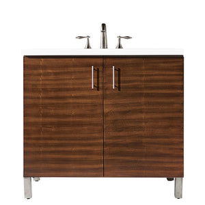 Metropolitan 36" Single Vanity, American Walnut, w/ 3 CM White Zeus Quartz Top