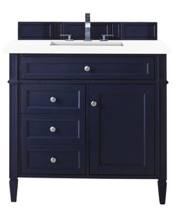 Brittany 36" Victory Blue Single Vanity w/ 3 CM White Zeus Quartz Top