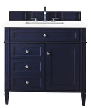 Load image into Gallery viewer, Brittany 36&quot; Victory Blue Single Vanity w/ 3 CM Classic White Quartz Top James Martin
