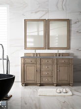 Load image into Gallery viewer, Bristol 60&quot; Double Vanity, Whitewashed Walnut, w/ 3 CM Grey Expo Quartz Top