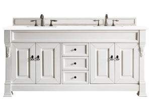 Brookfield 72" Double Vanity, Bright White w/ 3 CM White Zeus Quartz Top