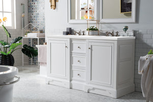 De Soto 60" Double Vanity, Bright White w/ 3 CM White Zeus Quartz Top