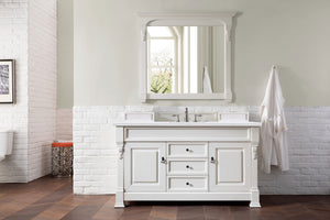 Brookfield 60" Single Vanity, Bright White w/ 3 CM Arctic Fall Solid Surface Top