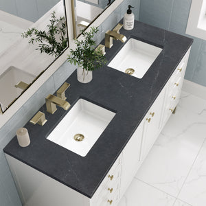 Chicago 60" Double Vanity, Glossy White w/ 3CM Charcoal Soapstone Top