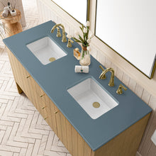 Load image into Gallery viewer, Bathroom Vanities Outlet Atlanta Renovate for LessHudson 60&quot; Double Vanity, Light Natural Oak w/ 3CM Cala Blue Top