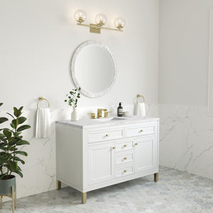 Chicago 48" Single Vanity, Glossy White w/ 3CM Ethereal Noctis Top