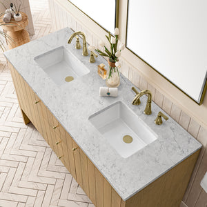 Bathroom Vanities Outlet Atlanta Renovate for LessHudson 60" Double Vanity, Light Natural Oak w/ 3CM Eternal Jasmine Pearl Top