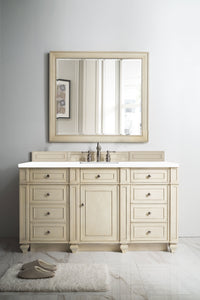 Bristol 60" Single Vanity, Vintage Vanilla, w/ 3 CM Classic White Quartz Top