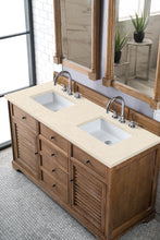Load image into Gallery viewer, Savannah 60&quot; Double Vanity Cabinet, Driftwood, w/ 3 CM Eternal Marfil Quartz Top