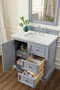 Bathroom Vanities Outlet Atlanta Renovate for LessDe Soto 36" Single Vanity, Silver Gray w/ 3 CM Eternal Jasmine Pearl Quartz Top