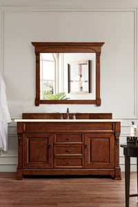 Brookfield 60" Single Vanity, Warm Cherry w/ 3 CM Eternal Marfil Quartz Top