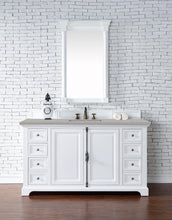 Load image into Gallery viewer, Providence 60&quot; Single Vanity Cabinet, Bright White, w/ 3 CM Eternal Serena Quartz Top James Martin