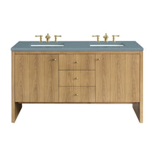 Load image into Gallery viewer, Hudson 60&quot; Double Vanity, Light Natural Oak w/ 3CM Cala Blue Top