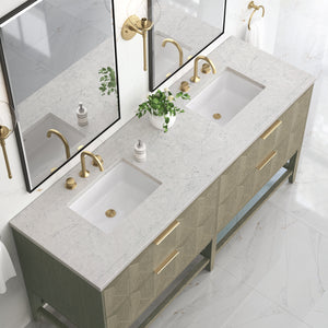 Bathroom Vanities Outlet Atlanta Renovate for LessEmmeline 72" Double Vanity, Pebble Oak w/ 3CM Eternal Jasmine Pearl Top