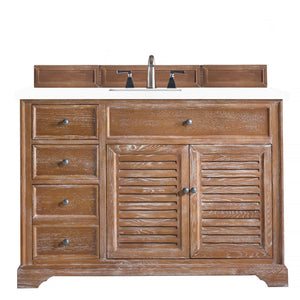Savannah 48" Single Vanity Cabinet, Driftwood, w/ 3 CM Classic White Quartz Top James Martin