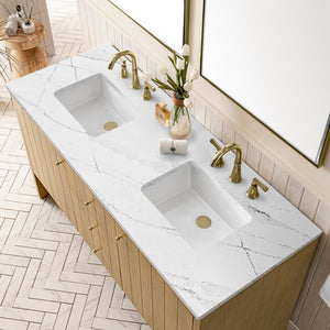 Bathroom Vanities Outlet Atlanta Renovate for LessHudson 60" Double Vanity, Light Natural Oak w/ 3CM Ethereal Noctis Top