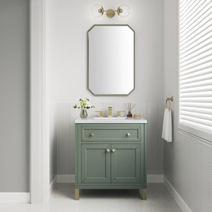 Chicago 30" Single Vanity, Smokey Celadon w/ 3CM White Zeus Top