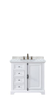 Load image into Gallery viewer, Providence 36&quot; Bright White Single Vanity w/ 3 CM Carrara Marble Top James Martin