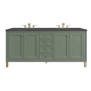 Chicago 72" Double Vanity, Smokey Celadon w/ 3CM Charcoal Soapstone Top