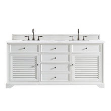 Load image into Gallery viewer, Savannah 72&quot; Bright White Double Vanity w/ 3 CM Arctic Fall Solid Surface Top James Martin