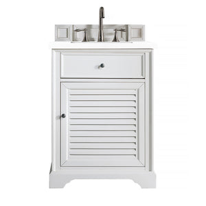 Savannah 26" Single Vanity Cabinet, Bright White, w/ 3 CM Classic White Quartz Top