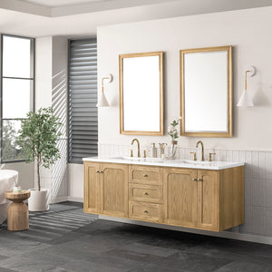 Bathroom Vanities Outlet Atlanta Renovate for LessLaurent 72" Double Vanity, Light Natural Oak w/ 3CM White Zeus Top