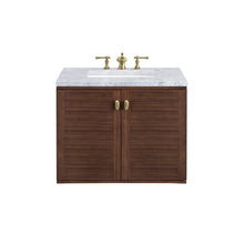 Load image into Gallery viewer, Amberly 30&quot; Single Vanity, Mid-Century Walnut w/ 3CM Carrara Marble Top