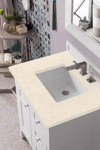 Palisades 30" Single Vanity, Bright White, w/ 3 CM Eternal Marfil Quartz Top