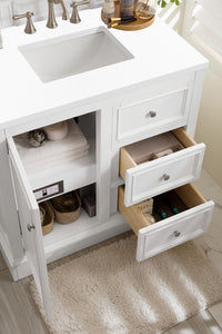 Bathroom Vanities Outlet Atlanta Renovate for LessDe Soto 36" Single Vanity, Bright White w/ 3 CM White Zeus Quartz Top